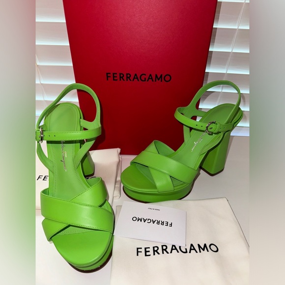 Ferragamo Sonya Heel in Lime - Picture 2 of 13